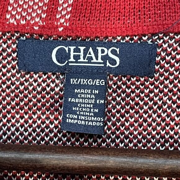 Chaps Full Zip Vest Women 1X Red Plaid Sleeveless Collared 100% Cotton AA66 - Picture 2 of 8